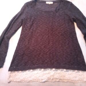 Women's size medium Gray with lace bottom sweater